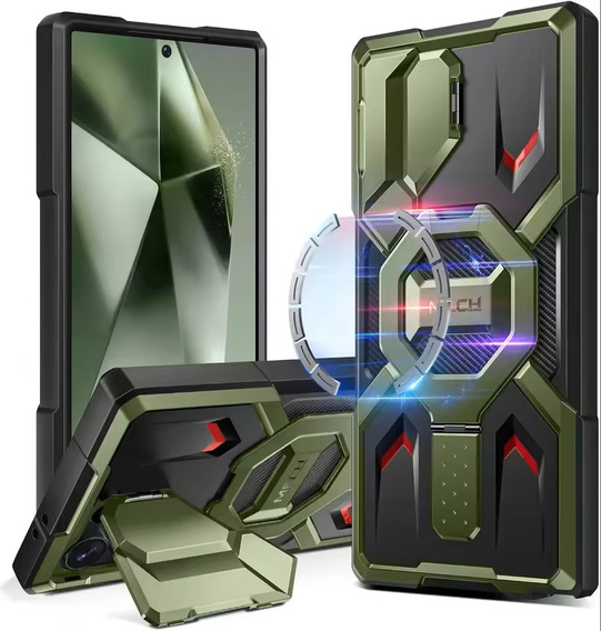 Etui Tongate MECH MagSafe Series zielone do Samsung Galaxy S24 Ultra