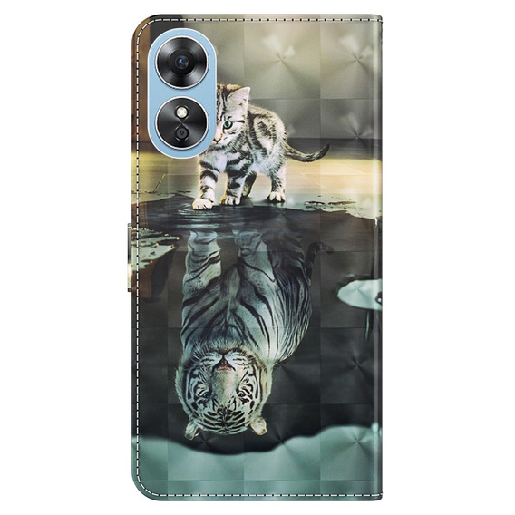 Etui z klapką do Oppo A17, Wallet, Cat & Tiger