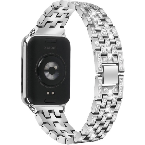 Bransoleta z Diamentami do Xiaomi Smart Band 8 Pro / Xiaomi Smart Band 9 Pro, Srebrne