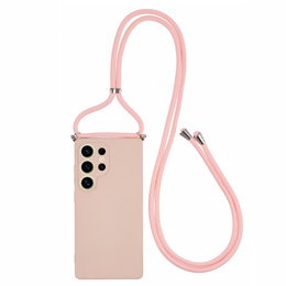 Etui do Samsung Galaxy S25 Ultra z paskiem na ramię– różowe