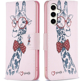 Etui z klapką do Samsung Galaxy S23 FE, Wallet, Giraffe różowe