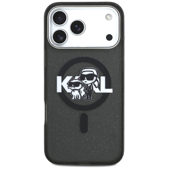 Etui Karl Lagerfeld IML Glitter Karl & Choupette Sketch Logo MagSafe do iPhone 17 Pro Max