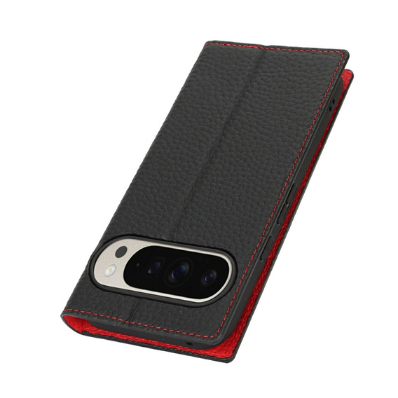 Etui z klapką do Google Pixel 10 Pro XL, skórzane Litchi Grain, czarne