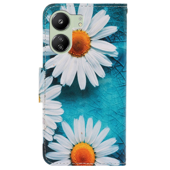 Etui z klapką do Xiaomi Redmi 13C / Poco C65, Wallet, Daisy niebieskie