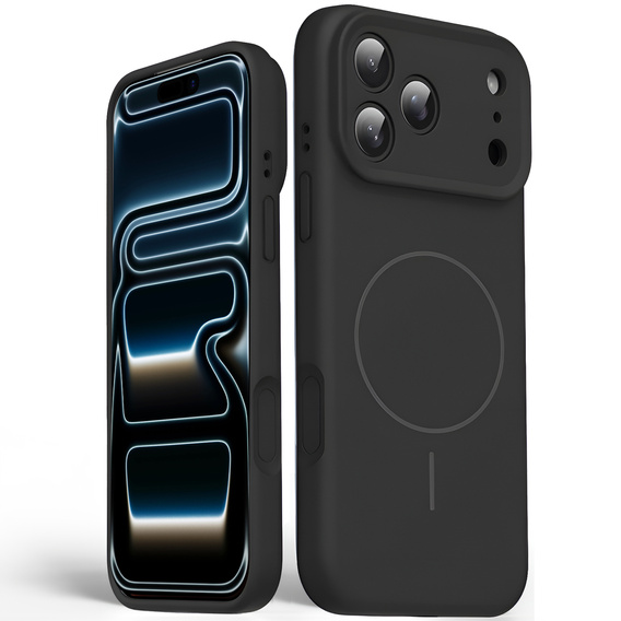 Etui silikonowe do iPhone 17 Pro Max, do MagSafe, antywstrząsowe, czarne