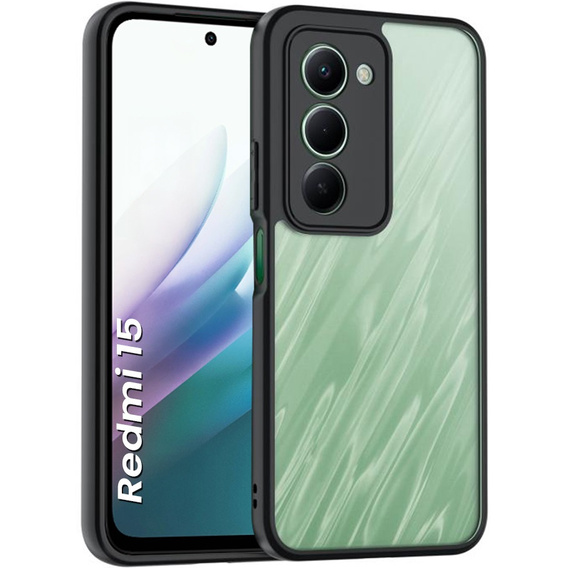 Etui do Xiaomi Redmi 15 5G / 4G, z ochroną aparatu, przezroczyste z czarnymi bokami