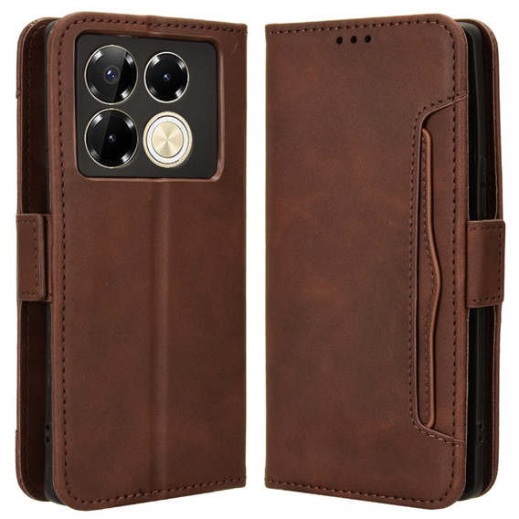 Etui z klapką do Infinix Note 40 Pro Plus, Card Slot, brązowe