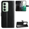 Etui z klapką do Xiaomi Redmi 15 5G / 4G, z fakturą Crazy Horse, czarne