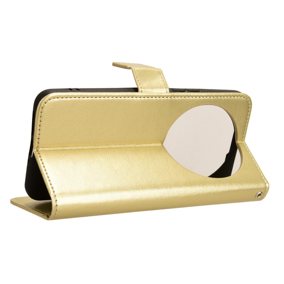 Etui z klapką do Xiaomi 14 Ultra, Crazy Horse Wallet, złote