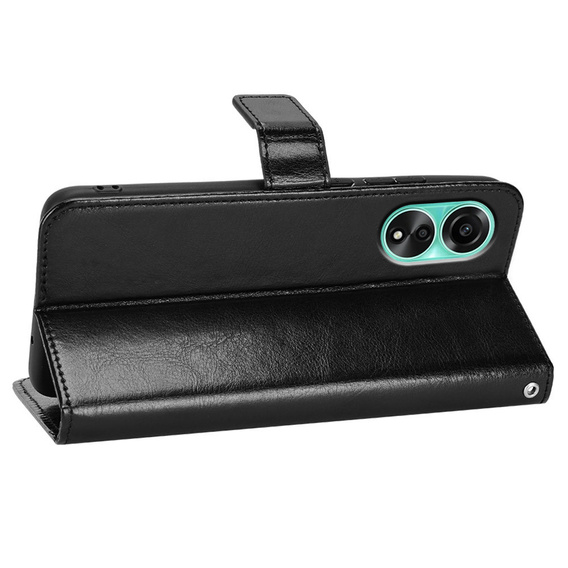 Etui z klapką do Oppo A98 5G, Crazy Horse Wallet, czarne