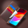 Etui z klapką do iPhone 17 Pro Max, QIALINO skórzane portfelowe - brązowe
