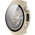 2w1 Etui z twardą ramką i szkłem hartowanym do Huawei Watch 5 42mm - beżowe