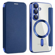 Etui z klapką do Samsung Galaxy A17 5G, RFID Wallet, do MagSafe, przezroczyste / granatowe