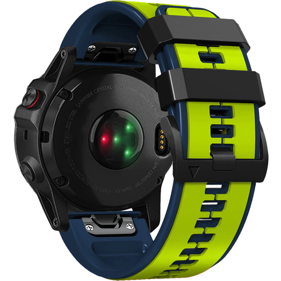 Pasek Silikonowy do Garmin Fenix 26mm, Lime / Blue
