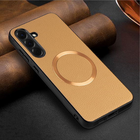 Etui do Samsung Galaxy A56 5G, Leather Hybrid MagSafe, złote
