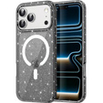 Etui do iPhone 17 Pro Max, do MagSafe, brokat - półprzezroczyste czarne