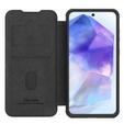 Etui z klapką NILLKIN do Samsung Galaxy A56 5G, CamShield Qin Pro, skórzane, czarne