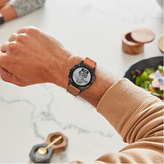 Skórzany Pasek Quickfit do Garmin Fenix 22mm, Brązowy