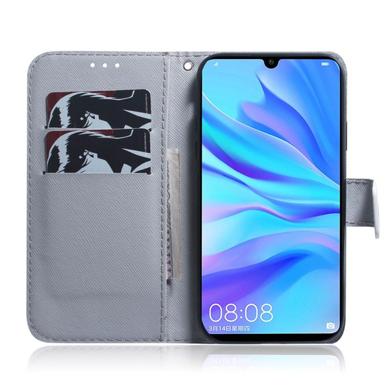 Etui z klapką do Huawei P30 Lite, Wallet, Sakura niebieskie