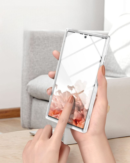 Etui do Samsung Galaxy S22 Ultra, Suritch Full Body Marble, białe