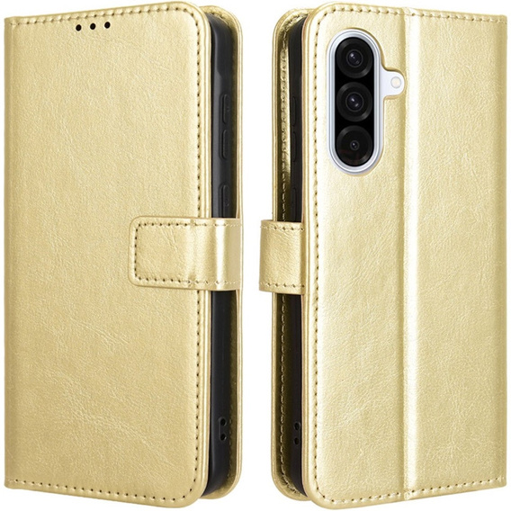 Etui z klapką do Samsung Galaxy A56 5G, Crazy Horse Wallet, złote