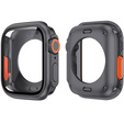 2w1 Pełne Etui + Szkło Hartowane do Apple Watch 7/8/9 45MM, Czarne/Pomarańczowe