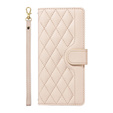 Etui z klapką do iPhone 16E, Rhombus Crossbody Leather, beżowe