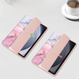 Etui Smartcase Hybrid do Samsung Galaxy Tab A9, z miejscem na rysik – różowe Marble