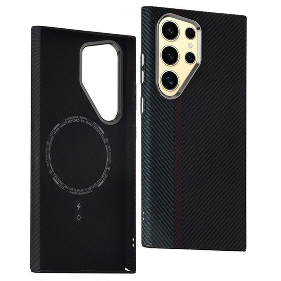 Etui do Samsung Galaxy S23 Ultra, Carbon Fiber MagSafe, czarne / niebieskie