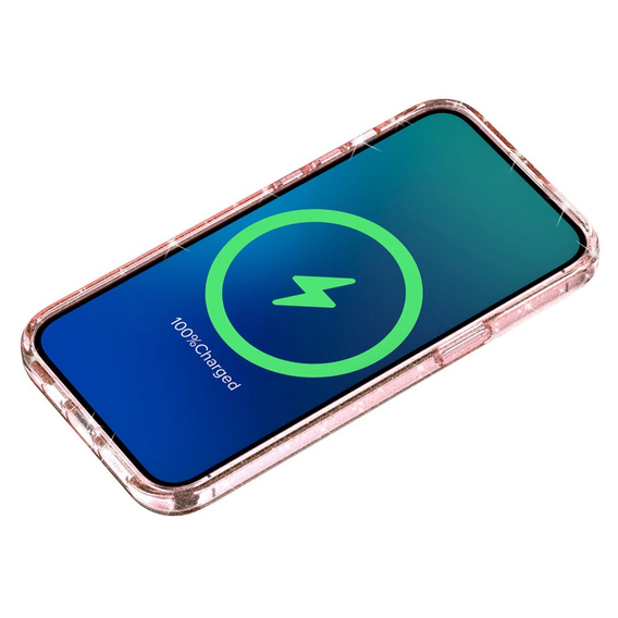 Etui do iPhone 16 Pro Max, ERBORD Glitter MagSafe, różowe + Szkło na ekran