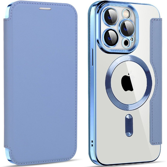 Etui z klapką do iPhone 14 Pro, RFID Wallet MagSafe z ochroną aparatu, niebieskie