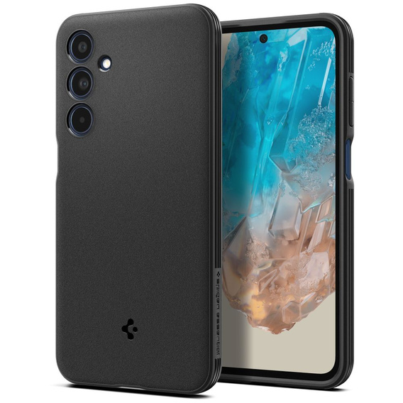 Etui Spigen Case do Samsung Galaxy M35 5G, Essential SandBlast, Matowe, Czarne + Szkło