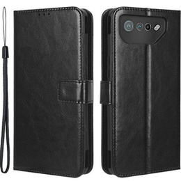 Etui z klapką do Asus ROG Phone 7 5G, Crazy Horse Wallet, czarne