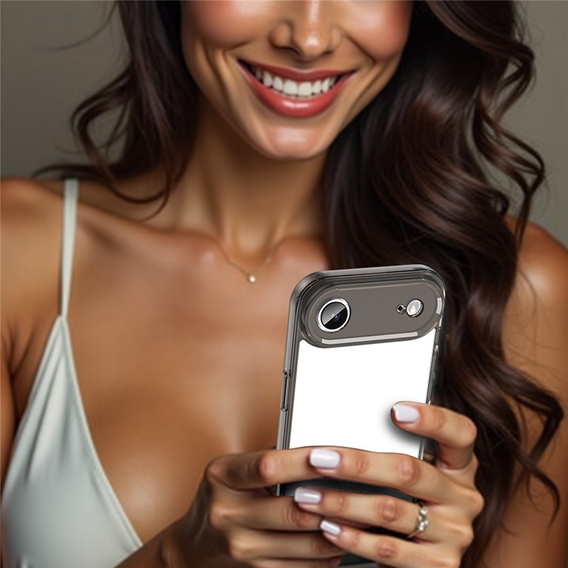 Etui silikonowe do iPhone 17 Air, z twardym tyłem, przydymione czarne