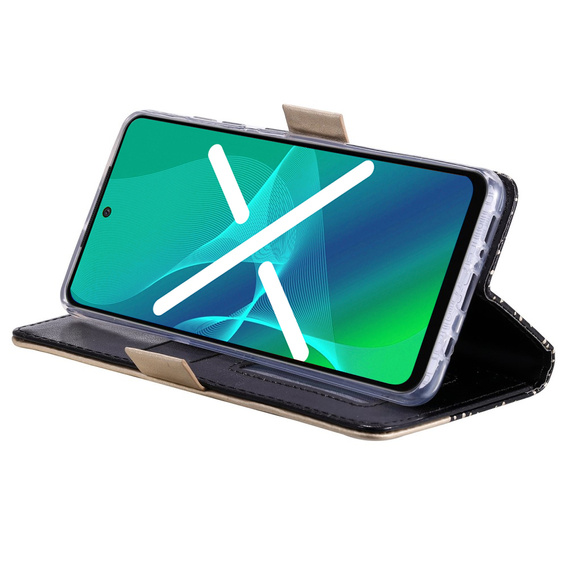 Etui z klapką do Samsung Galaxy A51 5G, Wallet Pocket Zipper Lace, czarne