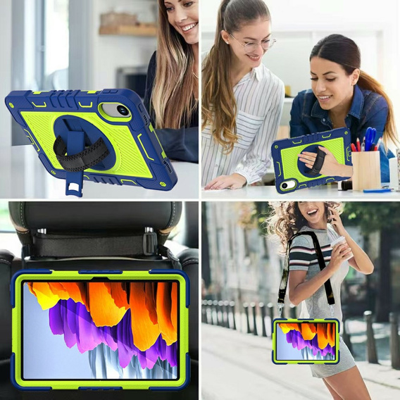 Pancerne etui do Xiaomi Redmi Pad 2 z podstawką i paskiem – granatowo-zielone