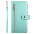 Etui z klapką do Oppo Reno 13 5G, Wallet Zipper Pocket, miętowe