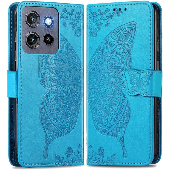 Etui z klapką do Motorola Edge 50 Neo / Motorola ThinkPhone 25, Butterfly, niebieskie