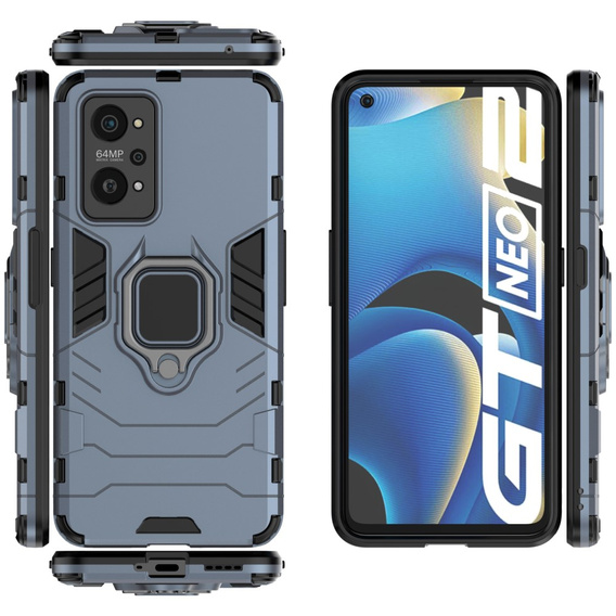 Etui do Realme GT 2 5G / GT Neo 2 / GT Neo 3T, Kickstand Ring, niebieskie