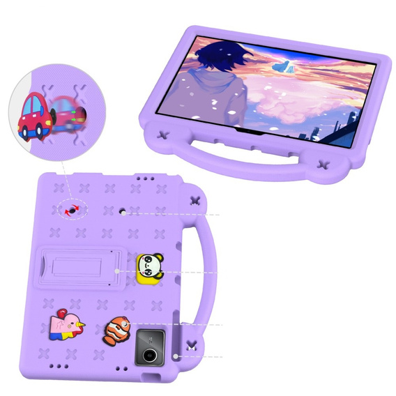 Etui do Lenovo Tab M11 / Huawei MatePad SE 11", Cute Patterns, z podstawką, fioletowe