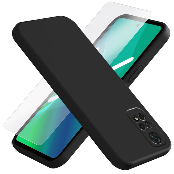 Zestaw Etui Silicone Lite do Xiaomi Redmi Note 11 / 11S, czarne + szkło