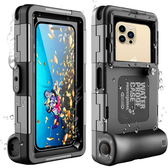 Etui wodoszczelne IPX8 na telefon 4,7 - 6,7" SHELLBOX, nurkowanie do 15m, czarne