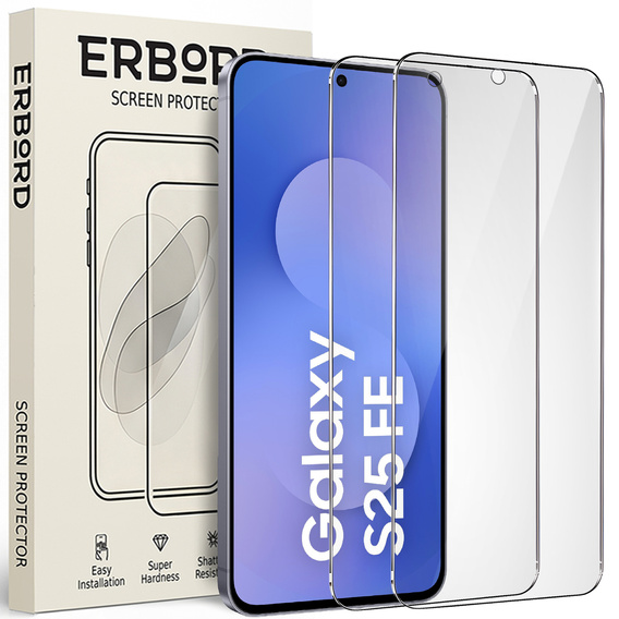 2x Szkło Hartowane ERBORD 9H Hard Glass do Samsung Galaxy S25 FE – codzienna ochrona w eleganckim wydaniu