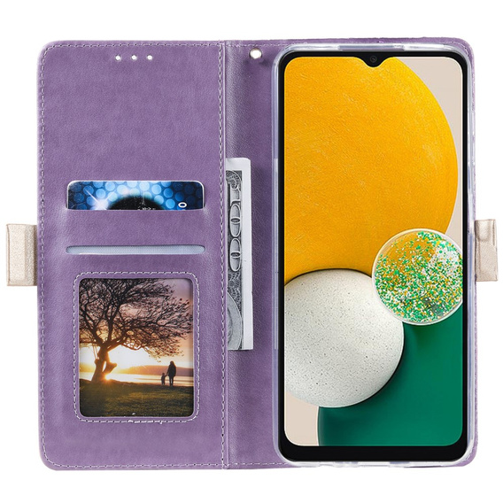 Etui z klapką do Samsung Galaxy A54 5G, Wallet Pocket Zipper Lace, fioletowe