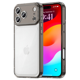 Etui silikonowe do iPhone 17 Pro Max, z twardym tyłem, przydymione czarne