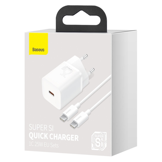 Baseus ładowarka sieciowa Super Si PD 25 W USB-C + kabel USB-C, biała