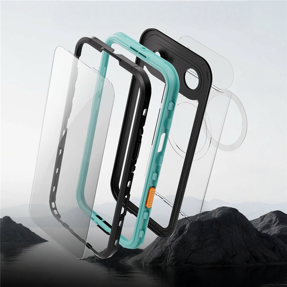 Etui do iPhone 17 Air, Wodoodporne IP68, SHELLBOX MagSafe, niebieskie