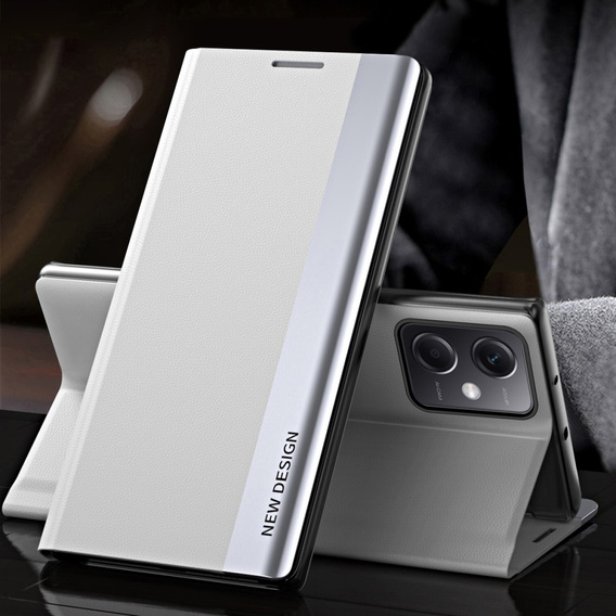 Zestaw Etui Side Magnetic do Xiaomi Poco X5 Pro 5G / Redmi Note 12 Pro, Srebrne + Szkło