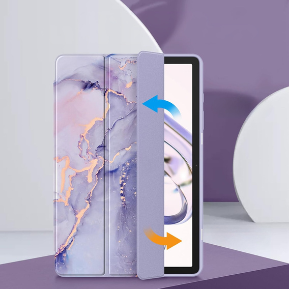 Etui Smartcase Hybrid do Samsung Galaxy Tab A9+, z miejscem na rysik – fioletowe Marble