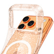 Etui do iPhone 17 Pro Max, do MagSafe, brokat - półprzezroczyste złote